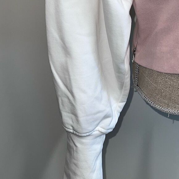 VAARA London Designer crop colorblock sweatshirt Blush White Sz S $600 - Picture 4 of 9